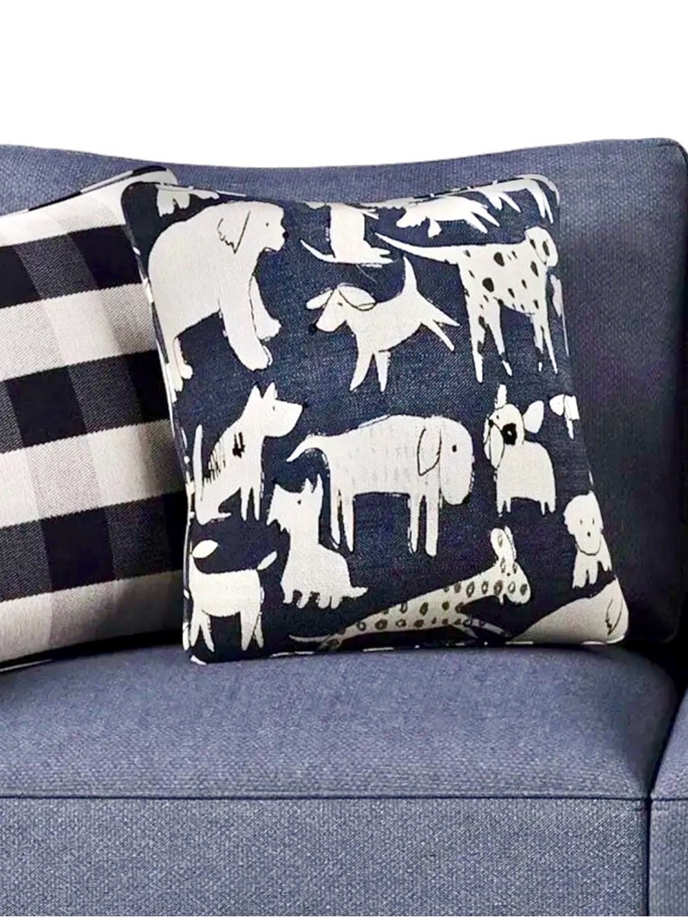 NWT Daine Navy and White Dog Print Throw Pillow Large 22 inch